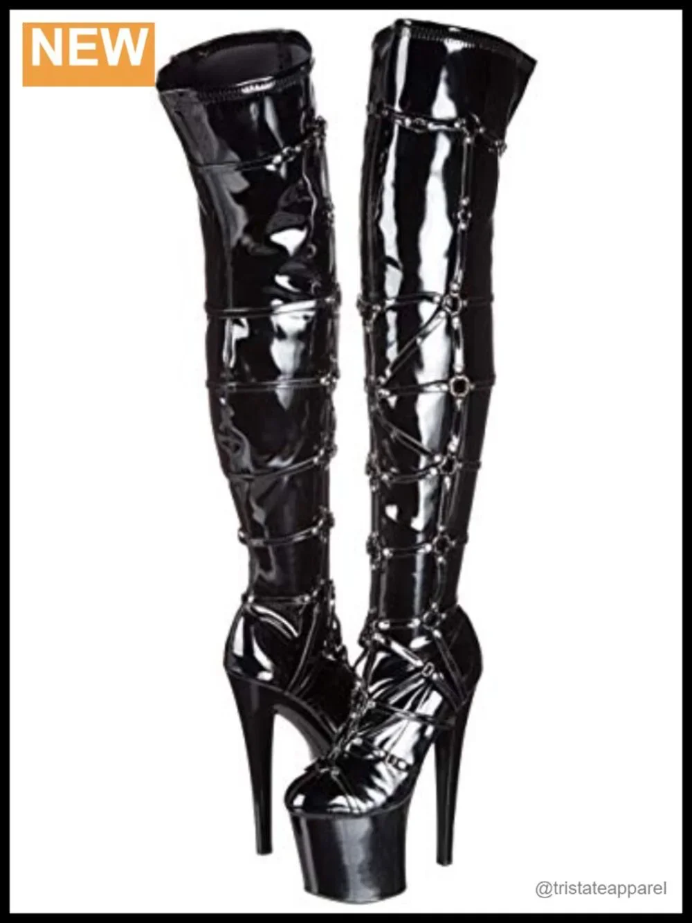 Over-the-Knee Platform Boots with Stiletto Heel Round Toe Zip